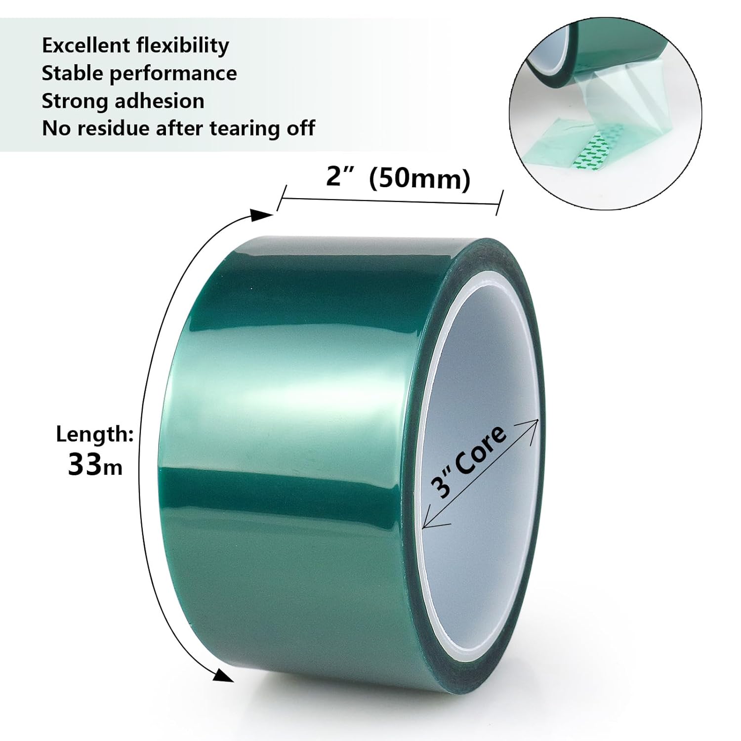High temperature masking tape PET silicone roll — JTT-Tape 200°C rated, 33m industrial roll